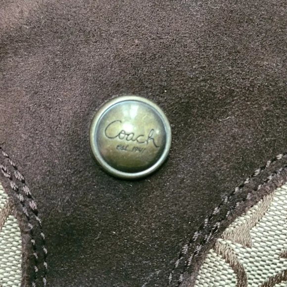 RARE!Coach Meyer Khaki Chestnut Brown C Logo Signature & Suede Boots Siz… - Picture 5 of 9